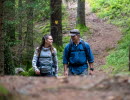 Two persons hiking.