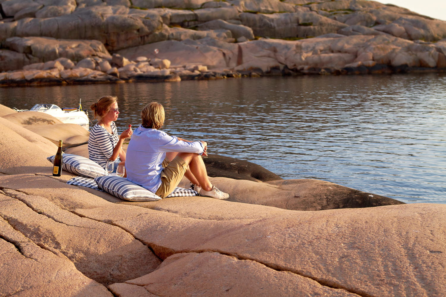 Couple having a picnic on the cliffs
