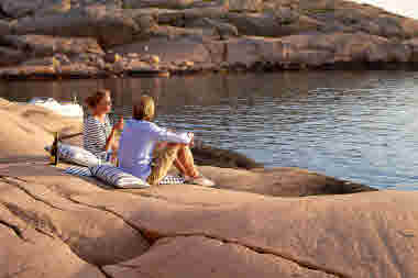 Couple having a picnic on the cliffs
